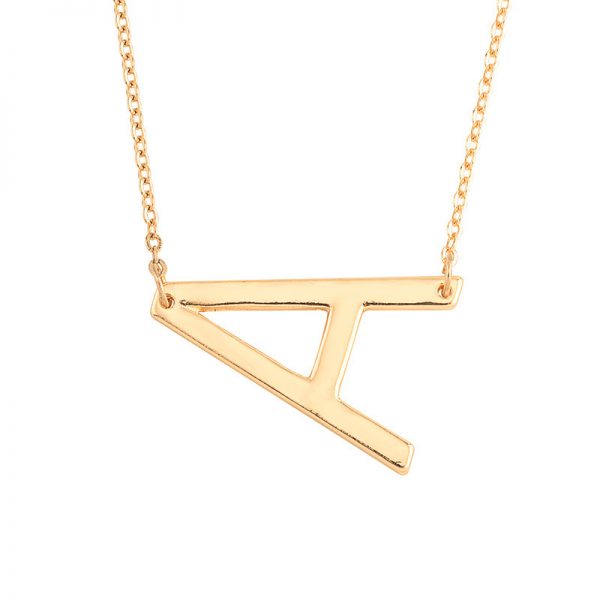 Asymetrical Large Letter Gold Necklace A-Z