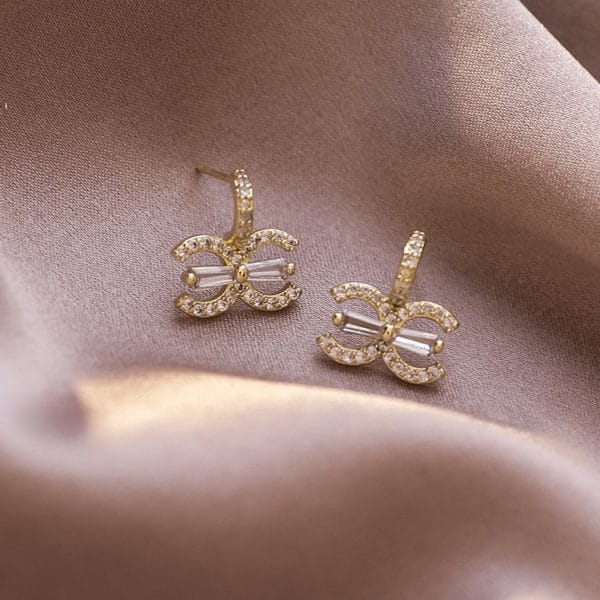 925 Sterling Silver Gold Plated Classic CZ Earring
