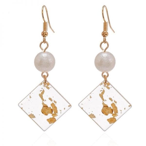 Fashion Retro Geometric Diamond Shaped Pearl Earrings