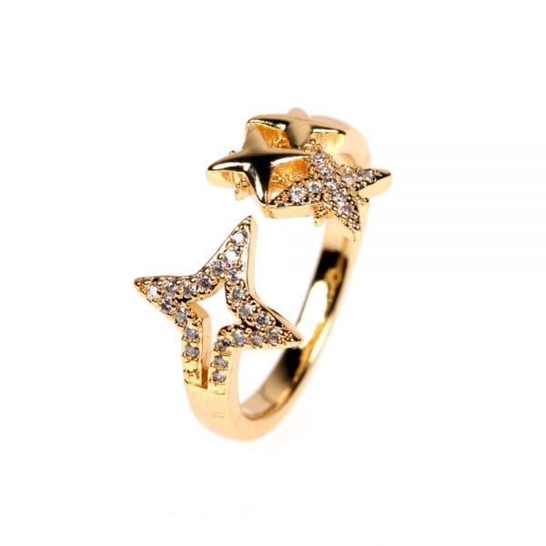 18K Gold Plated Diamond Star Open Ring