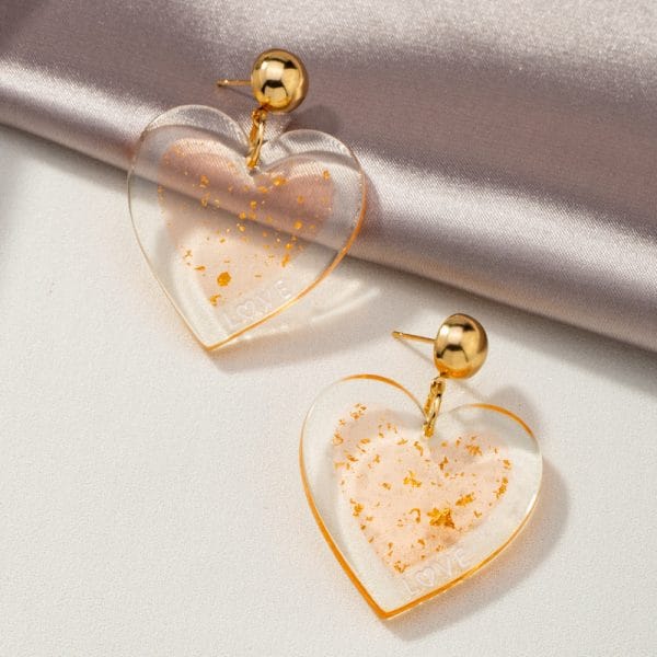Fashion Transparent & Light Pink Heart Shaped Earring