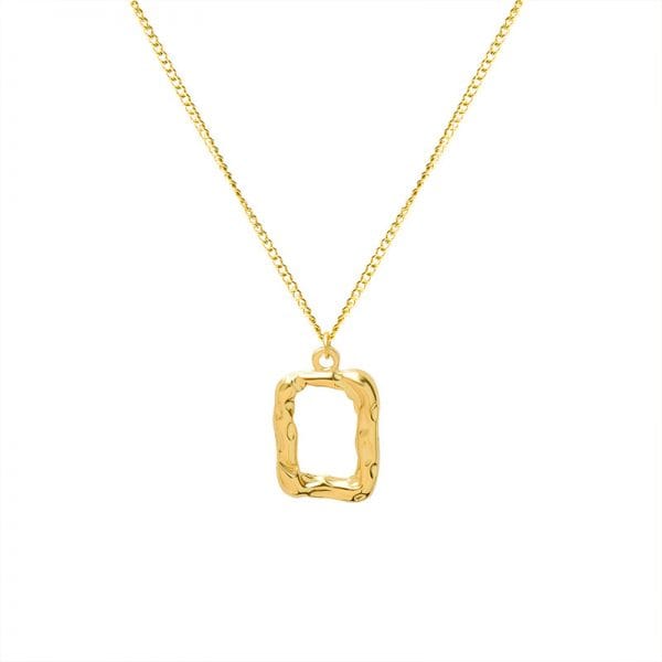 Square Hammered Pendant Necklace