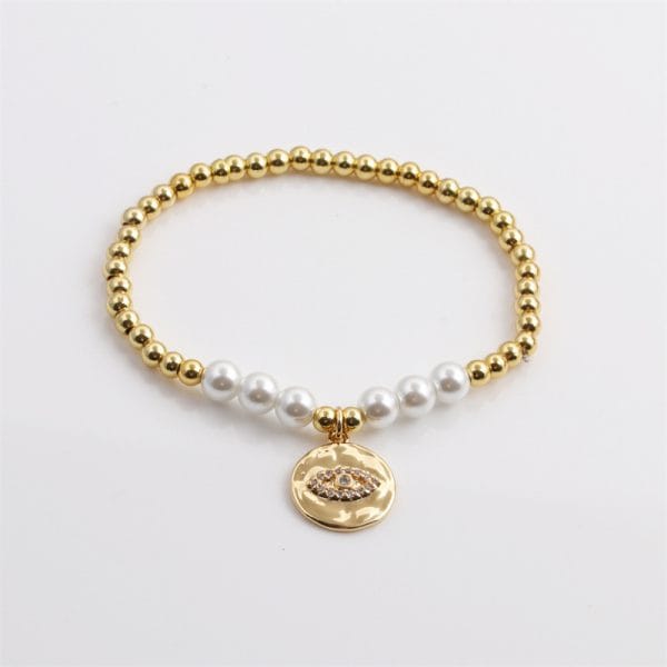 Zirconia & Pearl Beaded Devils Eye Bracelet